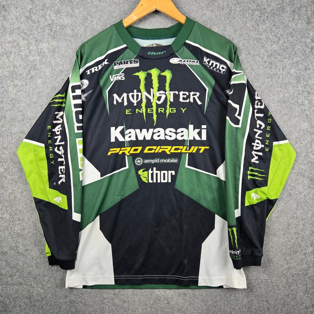 Thor Kawasaki Monster Energy Jersey Mens Small Green Motocross Pro Circuit